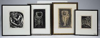 Four Isaac Friedlander woodcuts