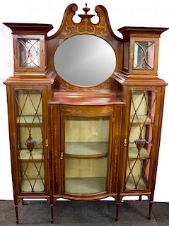 Continental Mahogany Inlay Display Cabinet