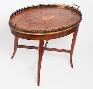 English-Style Walnut & Parquetry Tray Table