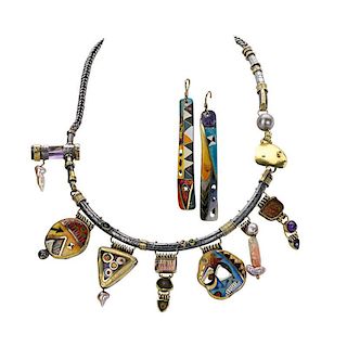 COLETTE DENTON Fringe necklace and earrings