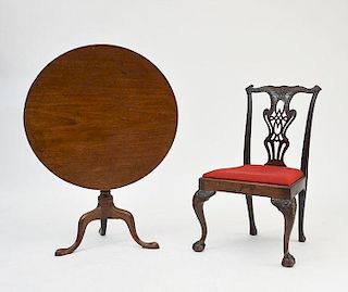 18th C. Q.A. Tea Table and Chair