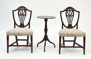 Hepplewhite Chairs and Candlestand