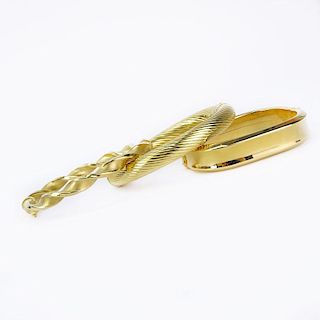 Three (3) Vintage Italian 18 Karat Yellow Gold Hinged Bangle Bracelets.