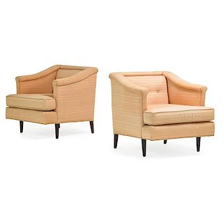 WORMLEY; DUNBAR Rare pair of lounge chairs