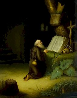 Monumental Circa 1870 KPM Painted Porcelain Plaque "Saint Jerome in Prayer".
