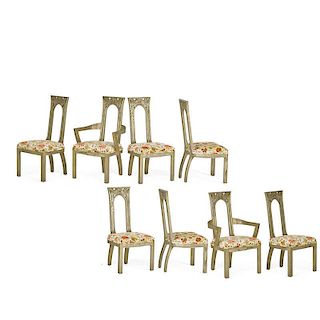 JAMES MONT; JAMES MONT DESIGNS Eight dining chairs