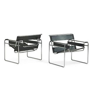 MARCEL BREUER; KNOLL Pair of Wassily chairs