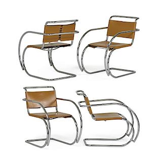 VAN DER ROHE; KNOLL Set of four armchairs