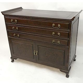 Mid Century Chinese Silverware Chest of Drawers with Brass Mounts.