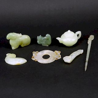 Collection of Seven (7) 19/20th Century Chinese Jade Carvings.