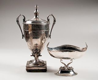 Silverplated Hot Water Urn and Center Bowl