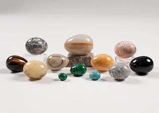 Stone, Malachite, and Glass Eggs