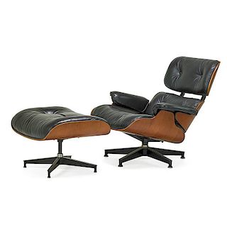 CHARLES AND RAY EAMES Lounge and ottoman