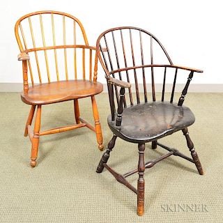 Two Sack-back Windsor Chairs, 18th and 20th century, (imperfections), ht. 37 in.