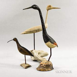 Three Carved and Painted Birds, ht. 26 in.