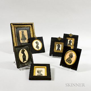 Seven Framed Silhouettes, including a pair: Charles and Lydia Wales; ht. to 9 1/2 in.