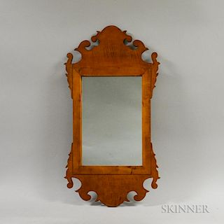 Chippendale-style Tiger Maple Scroll-frame Mirror and a Federal Gilt Tabernacle Mirror, (imperfections), ht. to 31 in.