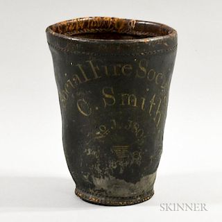 "C. Smith" Social Fire Society Painted Leather Fire Bucket, (imperfections), ht. 11, dia. 8 1/4 in.