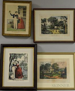 Eight Framed Currier & Ives Engravings and Prints.