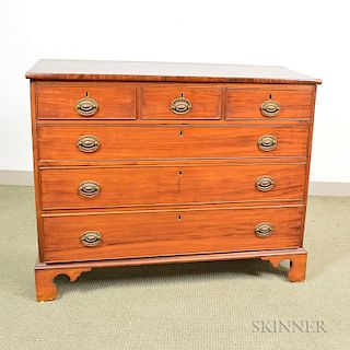 George III Mahogany Chest of Drawers, (imperfections), ht. 36 1/4, wd. 44 3/4, dp. 20 3/4 in.