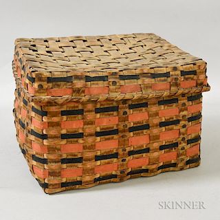 American Indian Painted Woven Splint Basket, ht. 10 1/2, wd. 17, dp. 15 in.