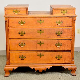 Chippendale-style Tiger Maple Chest of Drawers, ht. 41 1/4, wd. 41 1/2, dp. 21 1/2 in.