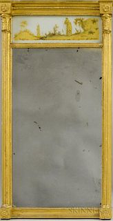 Federal Eglomise Tabernacle Mirror, 19th century, ht. 31 3/4, wd. 16 3/4 in.