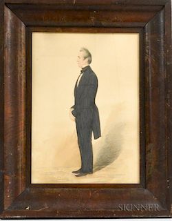 Framed W. Hunt Watercolor Profile Portrait, possibly New York City, 19th century, ht. 19 3/4, wd. 15 3/4 in.