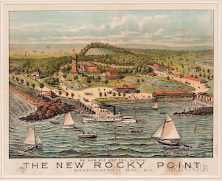 Framed Forbes Lithograph The New Rocky Point, ht. 32, wd. 37 1/4 in.