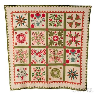 Two Appliqued Cotton Quilts, a star-pattern, 72 x 57, and an album, 92 x 92 in.