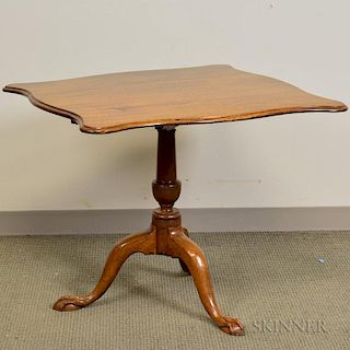 Chippendale-style Carved Mahogany Serpentine Tilt-top Tea Table, ht. 28, wd. 33 1/2, dp. 33 in.