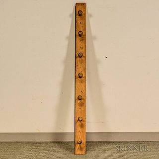 Turned Pine Seven-peg Coat Rack, lg. 58 1/2 in.
