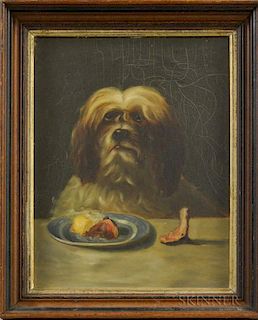 Attributed to Hattie Smith (American, 19th/20th Century)  Portrait of a Dog. Unsigned. Oil on board, 15 1/2 x 11 3/4 in., fra