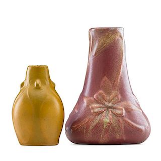VAN BRIGGLE Two early vases, 1903