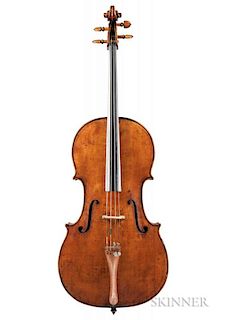 French Violoncello, Probably Didier Nicholas, c. 1830, unlabeled, bearing the catalog number P-375, length of back 743 mm, wi