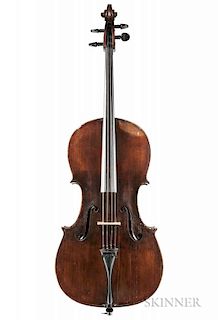 French Violoncello, labeled J.N. LAMBERT/rue Michel-le Comte, PARIS/1749, length of back 745 mm, with case.