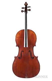 French Violoncello, c. 1880, labeled THIERY A PARIS, length of back 768 mm.