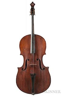 American Church Bass, Moses A. Tewkesbury, Chester, 1840, the label inscribed Base, Double Base, Violins,/Made And Repaired B