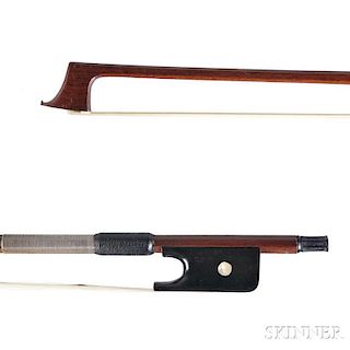 French Violoncello Bow, Fonclause School, the octagonal stick stamped LUPOT, weight 67.9 grams, (without tip).