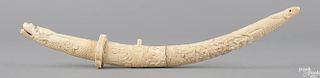 Finely carved Japanese ivory sword, late 19th c., with a dragon head grip