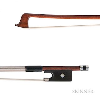 French Silver-mounted Violin Bow, Joseph Alfred Lamy, c. 1900