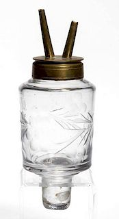 FREE-BLOWN AND ENGRAVED FLUID PEG LAMP
