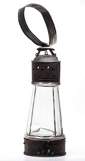 PIERCED SHEET-IRON AND BLOWN-MOLDED CANDLE LANTERN