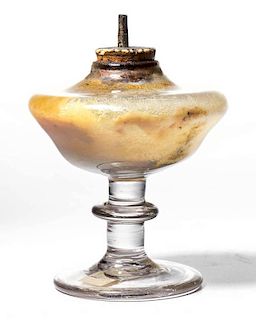 FREE-BLOWN WHALE OIL SPARKING STAND LAMP