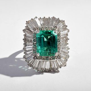 Platinum, Diamond & Emerald Ring / Pendant