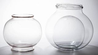 FREE-BLOWN GLOBES, LOT OF TWO