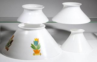 OPAQUE WHITE GLASS CONE SHADES, LOT OF FOUR