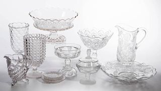 ASSORTED EAPG AND OTHER PRESSED GLASS ARTICLES, LOT OF 13