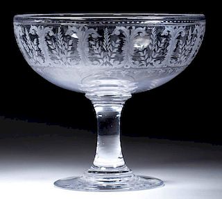 FREE-BLOWN AND ENGRAVED OPEN COMPOTE