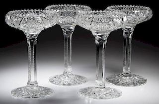 AMERICAN BRILLIANT CUT GLASS COMPOTES, SET OF FOUR